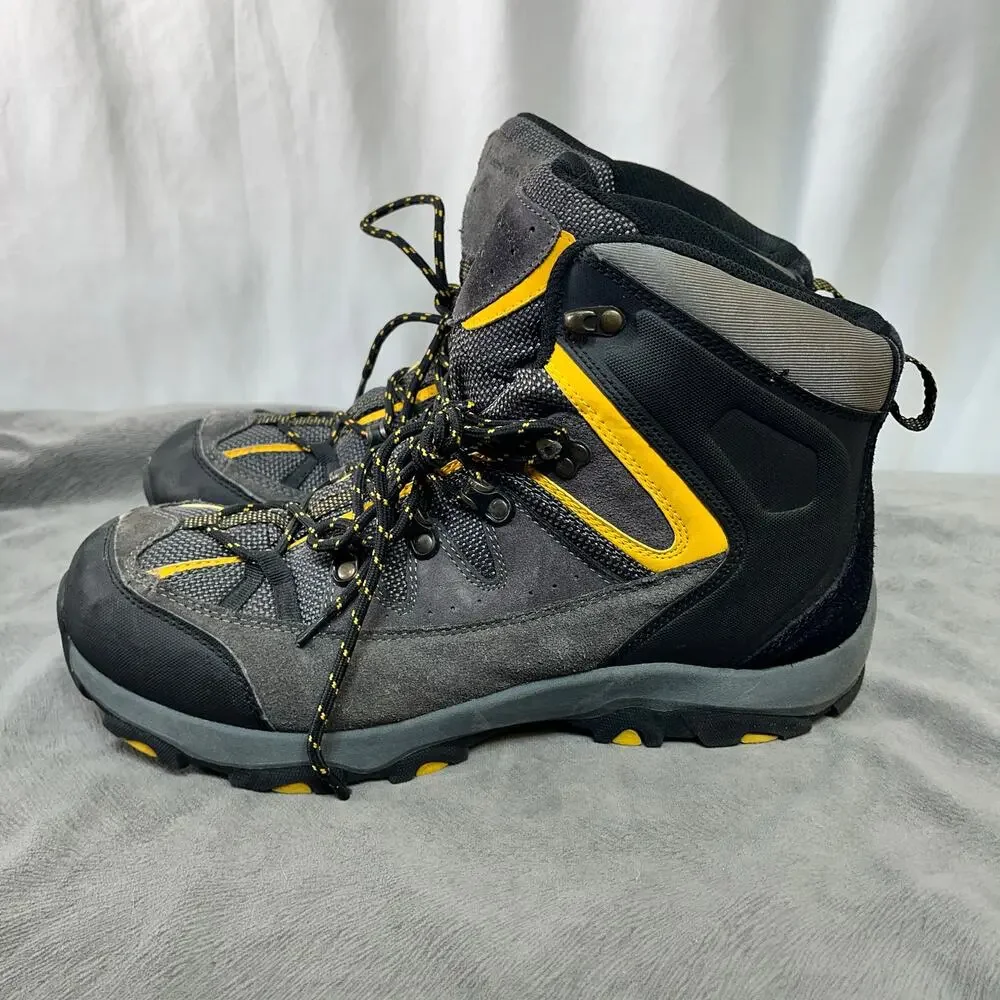 Lands End Trekker Hiking Boots Men's 12 D Gray Black Suede Lace Up 394053